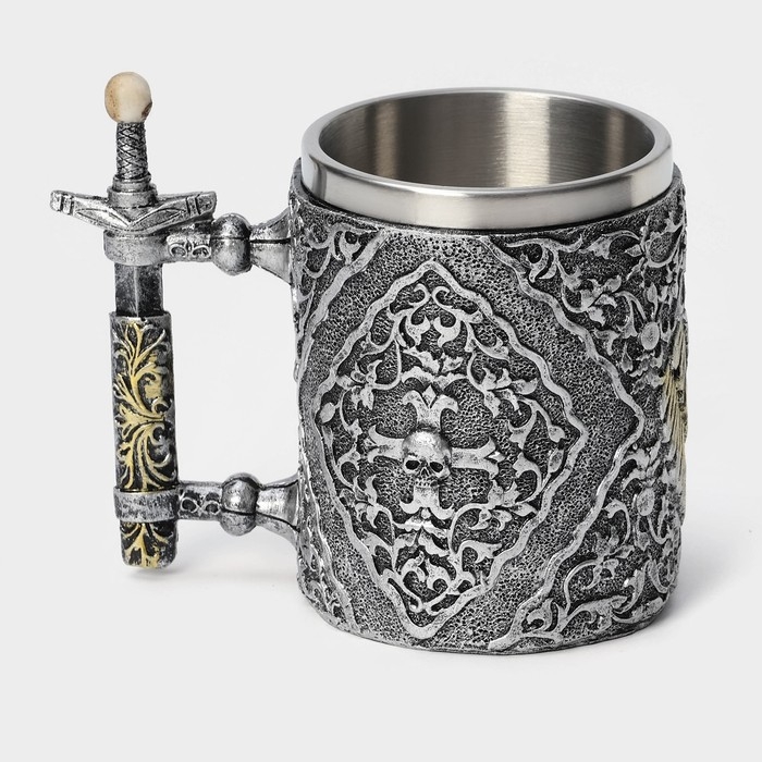 Кружка из нержавеющей стали «Череп с мечом. Хэллоуин», 400 мл, цвет серебристый Кружка из нержавеющей стали «Череп с мечом. Хэллоуин», 400 мл, цвет серебристый