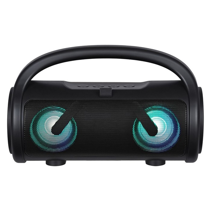 Портативная колонка Boom, 10 Вт, 1200 мАч, BT, FM, подсветка, черная Портативная колонка Boom, 10 Вт, 1200 мАч, BT, FM, подсветка, черная