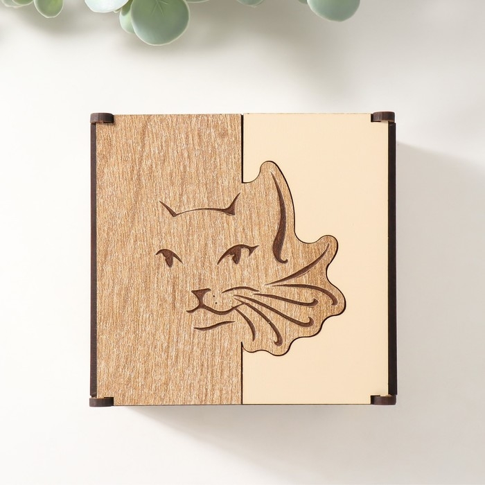 Шкатулка комбинированная  Шкатулка комбинированная "Кошка" 10,5х10х7 см