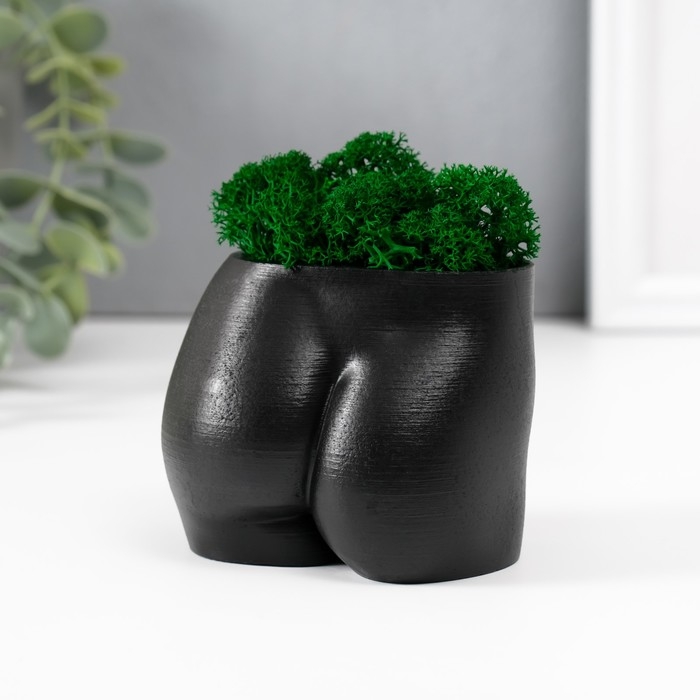 Кашпо бетонное  Кашпо бетонное "Невинный вид" высота 6,5см, ширина 8,5см черный со мхом