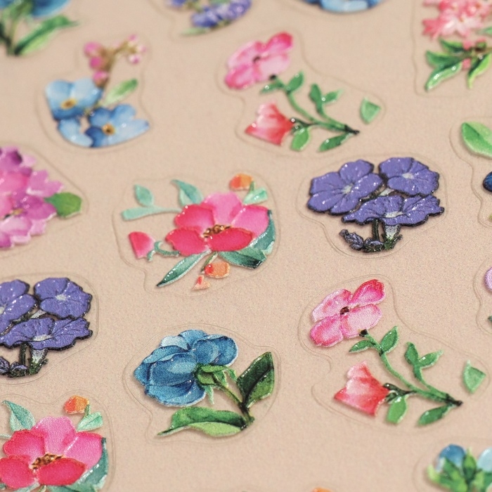 Наклейки для ногтей «Цветочный сад», объёмные, разноцветные Наклейки для ногтей «Цветочный сад», объёмные, разноцветные