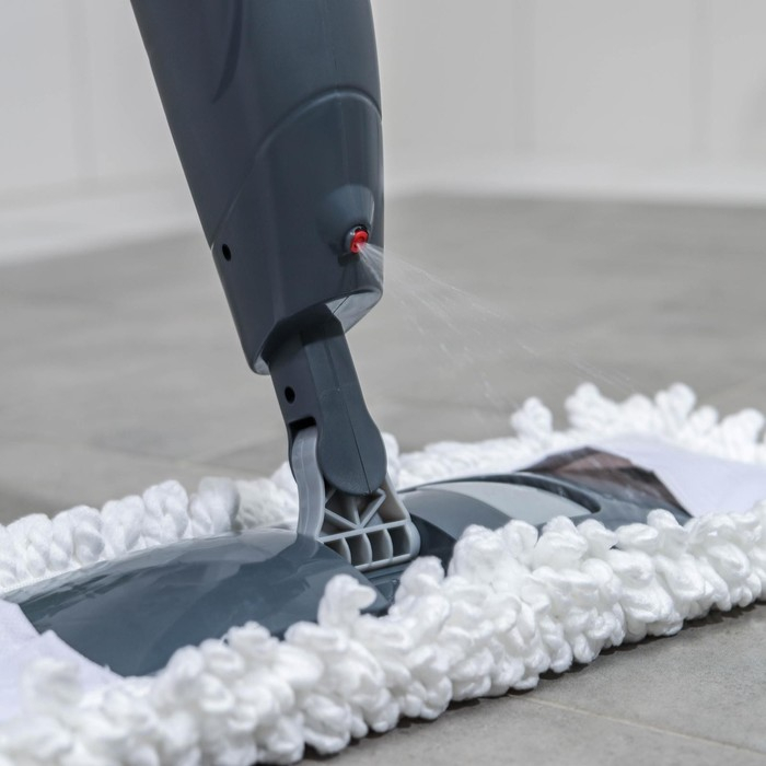 Швабра для мытья пола с распылителем Доляна, насадка из микрофибры 40×10 см, металлическая ручка 124 см, цвет МИКС Швабра для мытья пола с распылителем Доляна, насадка из микрофибры 40×10 см, металлическая ручка 124 см, цвет МИКС