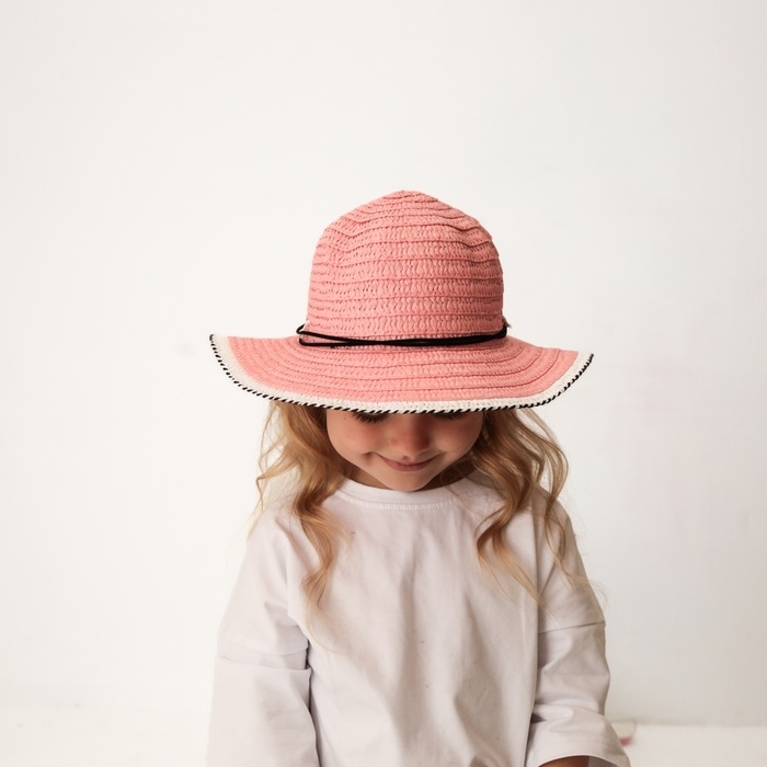 Шляпа для девочки MINAKU Шляпа для девочки MINAKU "Куколка", размер 50, цвет розовый