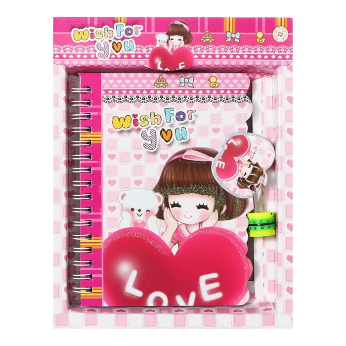 Записная книжка в подарочной коробке А6 Записная книжка в подарочной коробке А6 "Аниме", на замочке, линия, 50 листов, МИКС