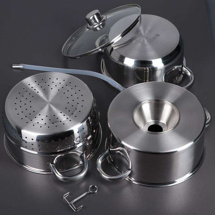 Соковарка из нержавеющей стали Доляна, 5,8 л, d=23 см, индукция, стеклянная крышка, цвет хромированный Соковарка из нержавеющей стали Доляна, 5,8 л, d=23 см, индукция, стеклянная крышка, цвет хромированный