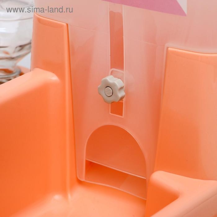 Комплекс: контейнер для корма 38х22х34 см (1,5 кг), съемная миска и поилка, персиковый Комплекс: контейнер для корма 38х22х34 см (1,5 кг), съемная миска и поилка, персиковый