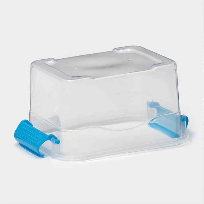 Контейнер для хранения, крышка с ручкой на защёлке, пластик, 1,35 л, 18,5×13×9,7 см, прозрачный/голубой Контейнер для хранения, крышка с ручкой на защёлке, пластик, 1,35 л, 18,5×13×9,7 см, прозрачный/голубой