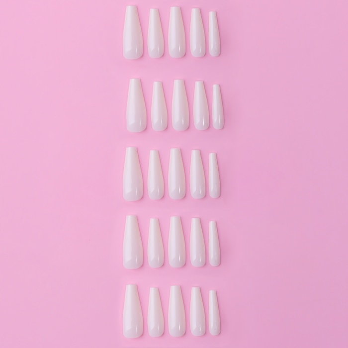 Накладные ногти, 100 шт, форма балерина, в контейнере, цвет молочный Накладные ногти, 100 шт, форма балерина, в контейнере, цвет молочный