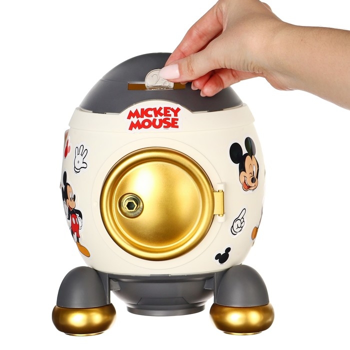 Копилка ракета с набором наклеек, 22,5 см х 18,5 см х 17,5 см Копилка ракета с набором наклеек, 22,5 см х 18,5 см х 17,5 см "Мышонок", Микки Маус