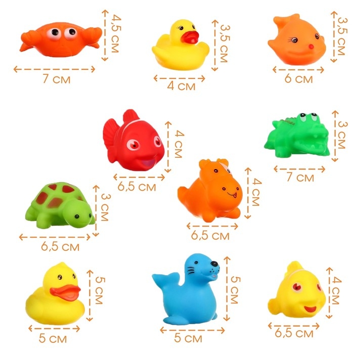 Набор резиновых игрушек для ванны &laquo;Малыши&raquo;, с пищалкой, 10 шт, виды МИКС, Крошка Я