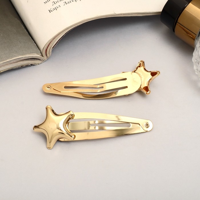 Невидимка для волос  Невидимка для волос "Аманда" (набор 2 шт) звезда, 6,5 см, золото