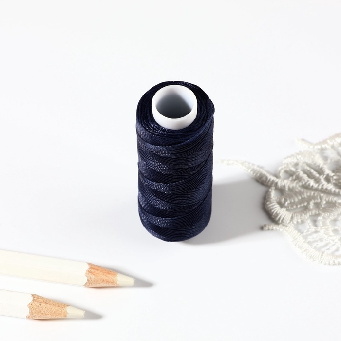Нитки вощёные, круглые, 300D/3, 0,35 мм, 60 ± 2 м, цвет тёмно-синий Нитки вощёные, круглые, 300D/3, 0,35 мм, 60 ± 2 м, цвет тёмно-синий
