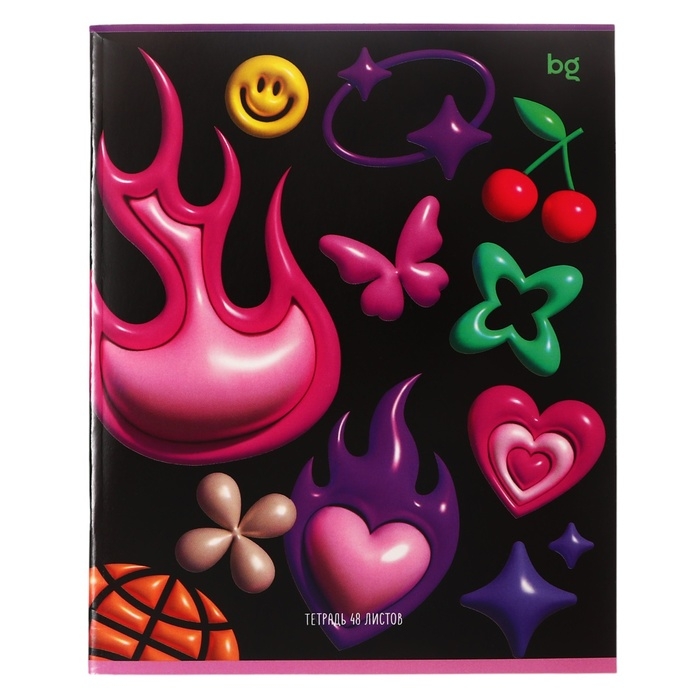 Тетрадь 48 листов в клетку "Девочки", обложка мелованный картон, ВД-лак, белизна 90, блок 60г/м2, МИКС