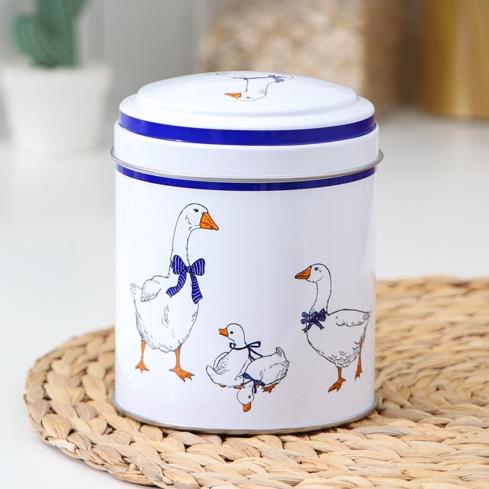 Банка для сыпучих продуктов «Гуси», 800 мл, круглая