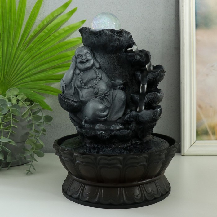 Фонтан настольный от сети, подсветка Фонтан настольный от сети, подсветка "Хотей в сером лежит на слитках золота" 21х21х30 см