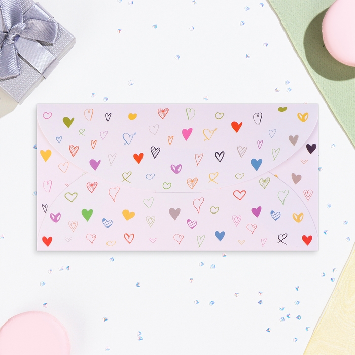 Конверт для денег Конверт для денег "Универсальный" сердечки, 19 х 10 см