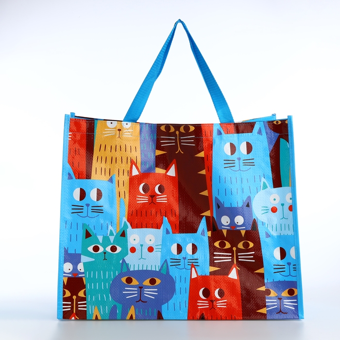 Сумка хозяйственная без застёжки, цвет голубой/разноцветный Сумка хозяйственная без застёжки, цвет голубой/разноцветный