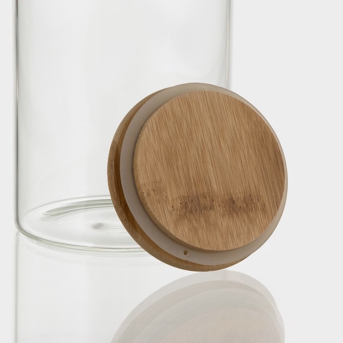 Банка стеклянная для сыпучих продуктов &laquo;Эко&raquo;, 1 л, 10&times;18 см, с бамбуковой крышкой