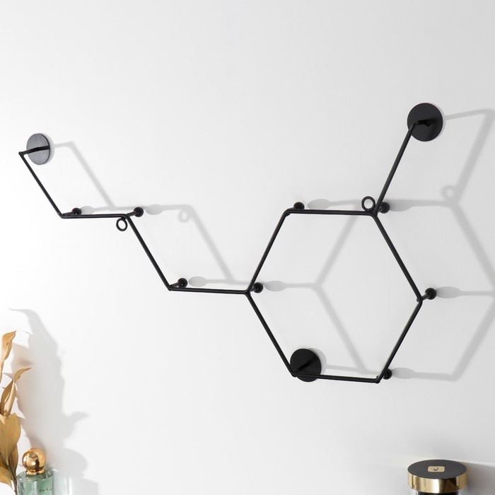 Крючки декоративные металл Крючки декоративные металл "Молекулы" чёрный 29,5х55 см