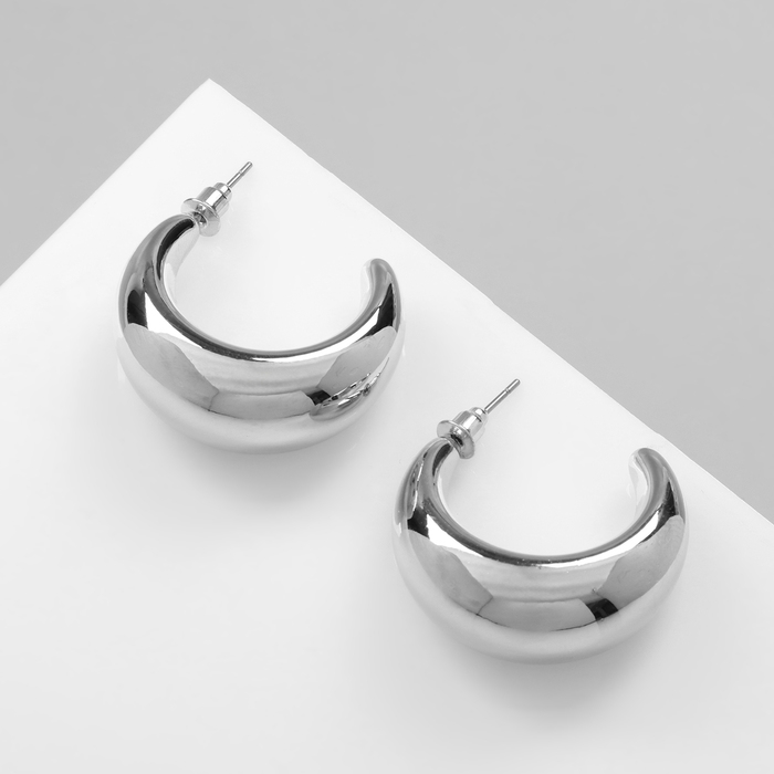 Серьги пластик «Круг» гало, цвет серебро Серьги пластик «Круг» гало, цвет серебро