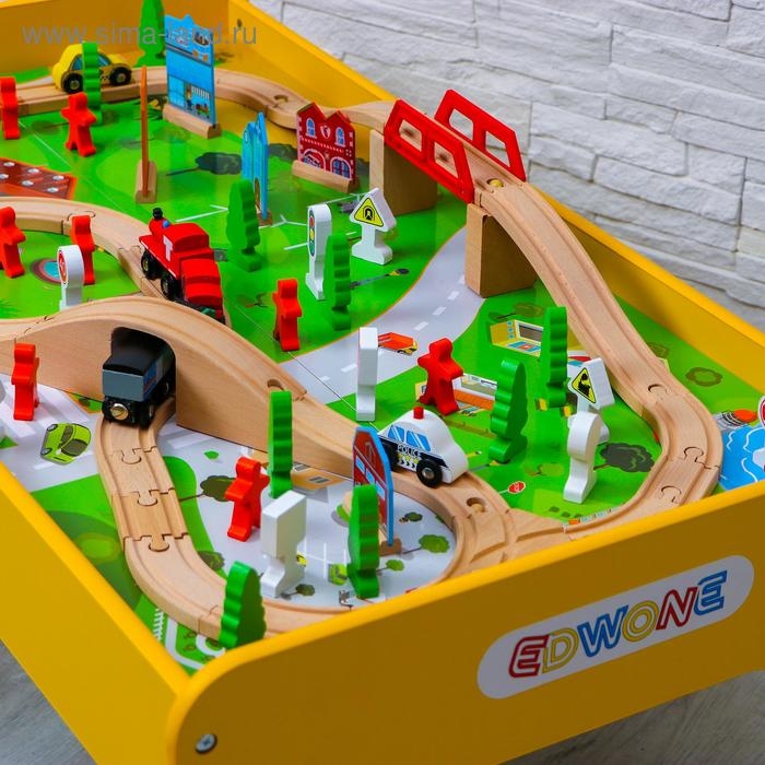 Железная дорога, 90 элементов, стол в комплекте, в собран. виде: 100&times;55&times;40 см