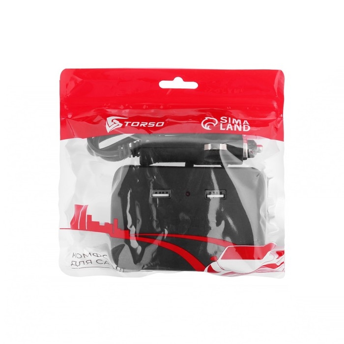 Разветвитель прикуривателя TORSO, 12-24 В, USB 1A, провод 50 см Разветвитель прикуривателя TORSO, 12-24 В, USB 1A, провод 50 см