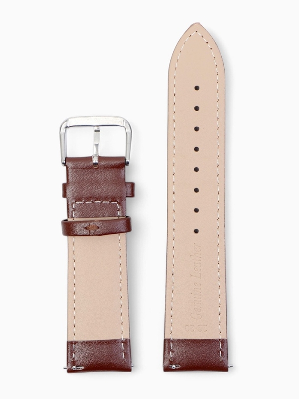Ремешок для часов кожаный с быстросъемными шпильками, 22 мм,  l-20 см, коричневый