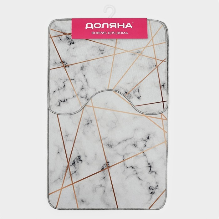 Набор ковриков для ванной и туалета Доляна «Мрамор», 2 шт, 50×80 см, 40×50 см