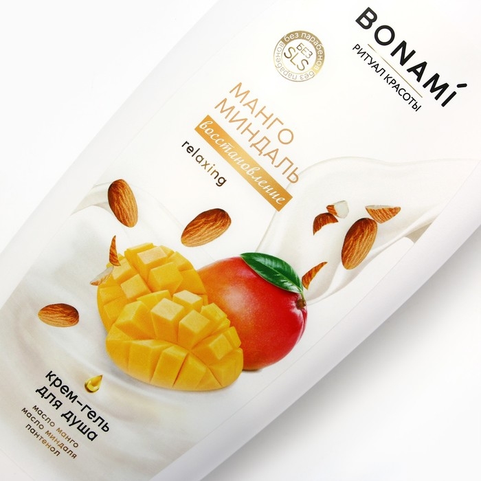 Гель для душа с пантенолом, восстановление, 750 мл, аромат манго и миндаля, BONAMI