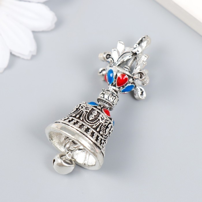 Колокольчик металл  Колокольчик металл "Колокол императора" с цветными камешками d=2,7 см 5х2,7х2,7 см