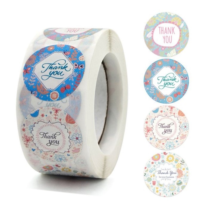 Наклейка бумага Наклейка бумага "Благодарим" d=2,5 см 500 шт в рулоне 3х6х6см