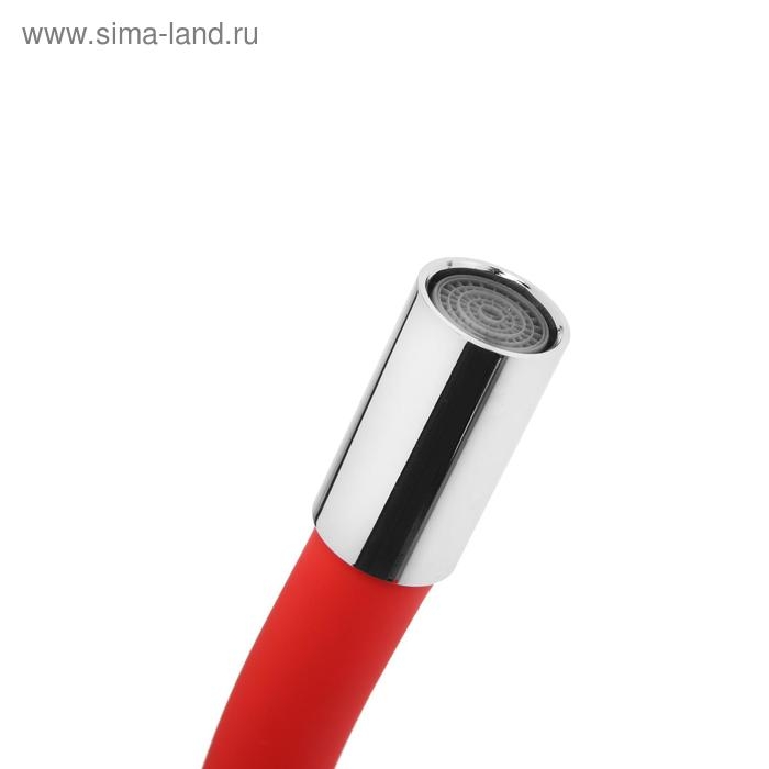 Смеситель для кухни Mira 5098-1, однорычажный, картридж 35 мм, гибкий излив, хром/красный Смеситель для кухни Mira 5098-1, однорычажный, картридж 35 мм, гибкий излив, хром/красный