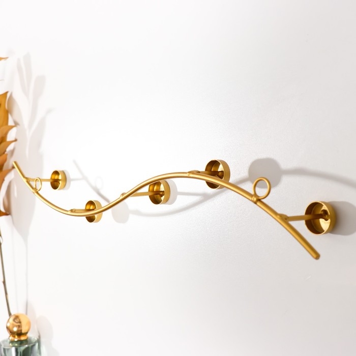 Крючки декоративные металл Крючки декоративные металл "Волна с точками" золото 6х40 см