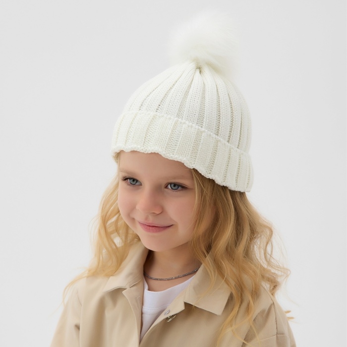 Шапка для девочки MINAKU Шапка для девочки MINAKU "Блестящая", р-р 50-52, цв. экрю