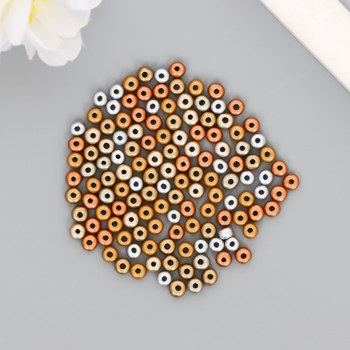 Бисер стекло 6/0  Бисер стекло 6/0 "Металлик. Меланж. Золото и серебро" 10 гр