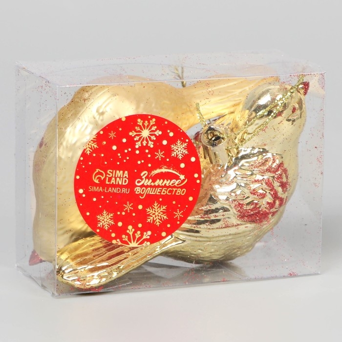 Украшение ёлочное Украшение ёлочное "Пташка" (набор 2 шт) 7х10 см, золото