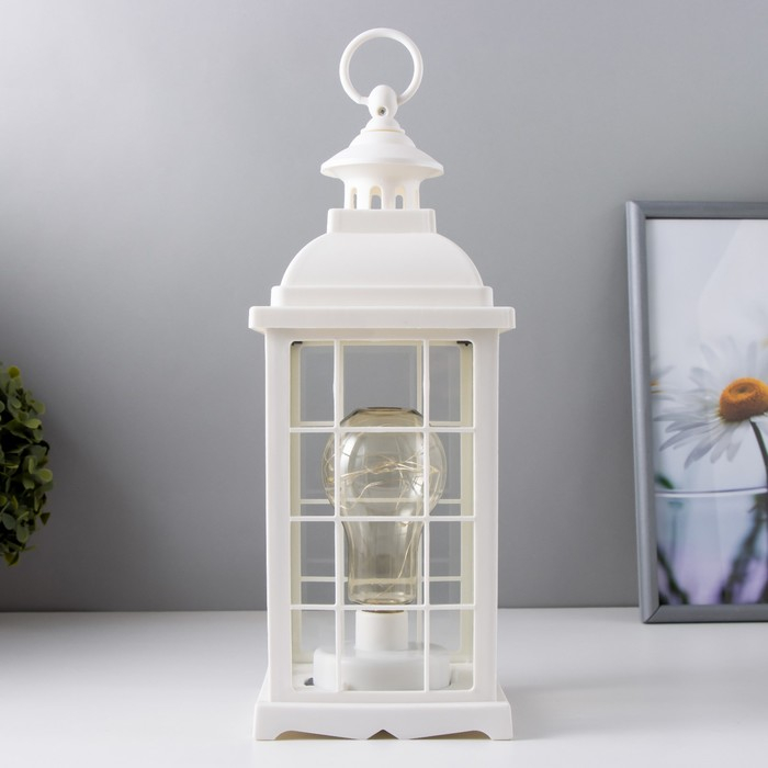 Ночник Ночник "Фонарь и светлячки" белая от батареек 3ААА 35х13,5х13,5см RISALUX