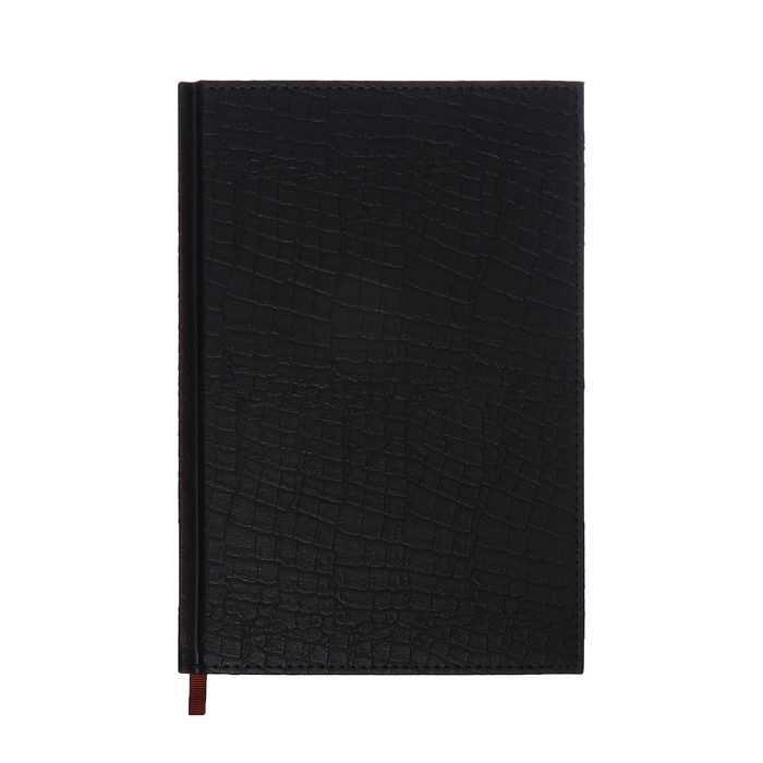 Ежедневник полудатированный, А5, 192 листа, линейка, обложка кожзам, золотой срез  Ежедневник полудатированный, А5, 192 листа, линейка, обложка кожзам, золотой срез "Крокодил", черный