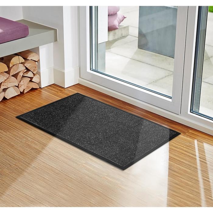 Коврик придверный влаговпитывающий, ребристый, «Комфорт», 60×90 см, цвет чёрный Коврик придверный влаговпитывающий, ребристый, «Комфорт», 60×90 см, цвет чёрный