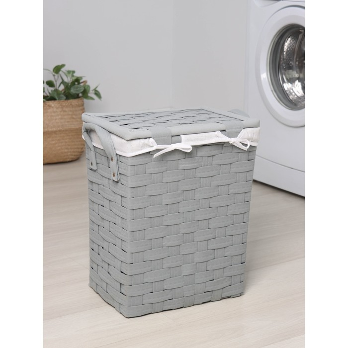 Корзина для белья Доляна «Плетение», с крышкой, 42×27×45 см, цвет серый Корзина для белья Доляна «Плетение», с крышкой, 42×27×45 см, цвет серый