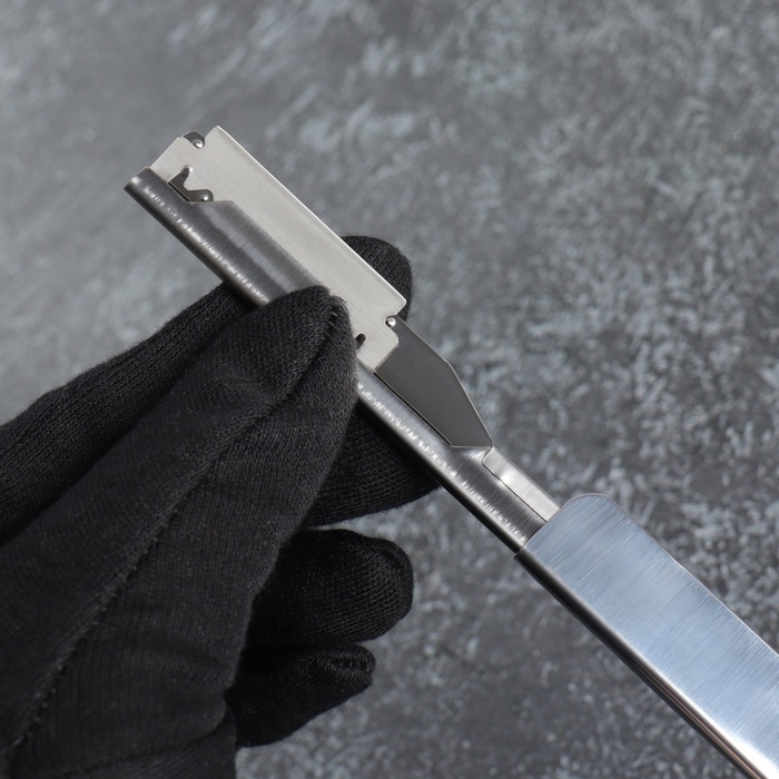 Опасная бритва, шаветт, без лезвия, 24 × 2,5 × 1,3 см, пластиковая, цвет белый/серебристый Опасная бритва, шаветт, без лезвия, 24 × 2,5 × 1,3 см, пластиковая, цвет белый/серебристый