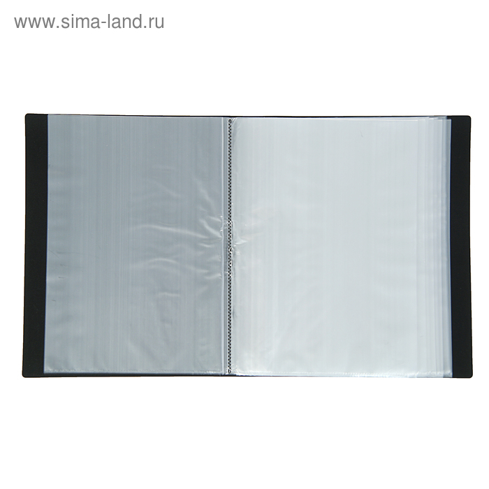 Папка с 100 вкладышами А4, 700 мкм, Calligrata, текстура Папка с 100 вкладышами А4, 700 мкм, Calligrata, текстура "песок", чёрная