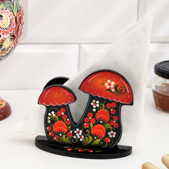 Салфетница «Гриб», 7 х 11 см, хохлома Салфетница «Гриб», 7 х 11 см, хохлома