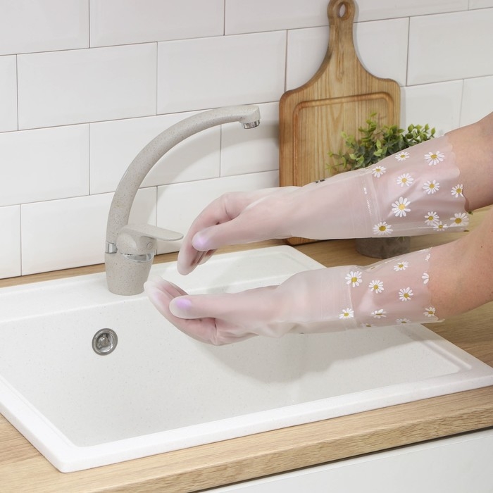 Перчатки хозяйственные Raccoon с манжетой, 40 см, размер L, цвет белый Перчатки хозяйственные Raccoon с манжетой, 40 см, размер L, цвет белый