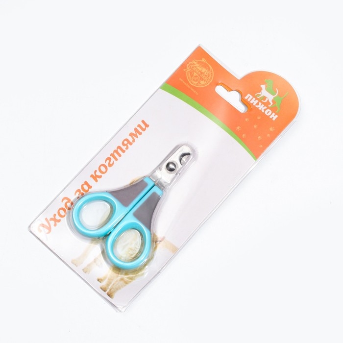 Ножницы-когтерезы изогнутые, отверстие 7 мм, голубые с серым Ножницы-когтерезы изогнутые, отверстие 7 мм, голубые с серым