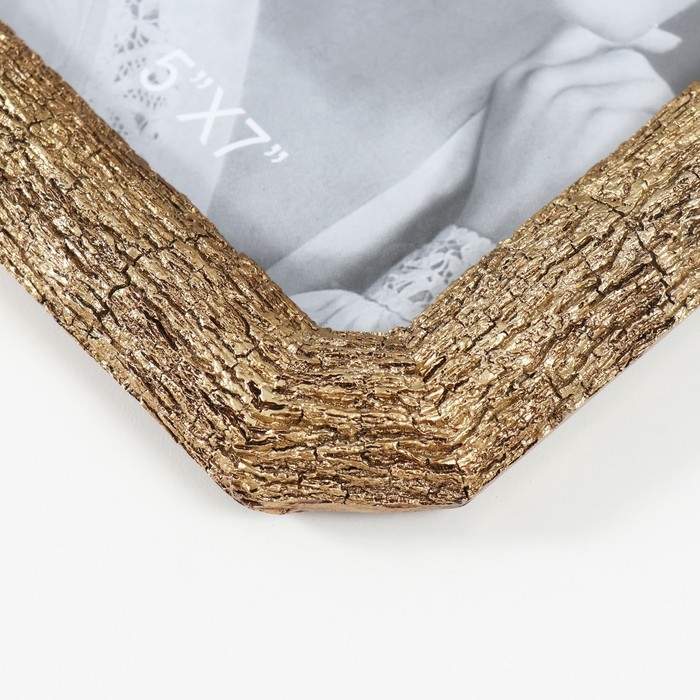 Фоторамка полистоун 13х18 см "Кора дерева" скошенные углы золото 16х22 см