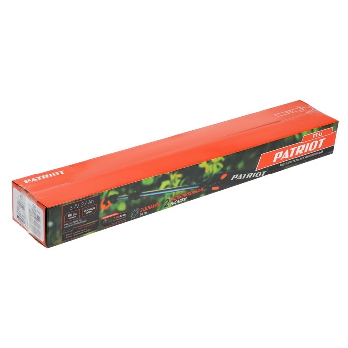 Опрыскиватель аккумуляторный PATRIOT PT-Li, 3.7 В, 2.4 Ач, 0.67 л/мин, шланг 2/8 м Опрыскиватель аккумуляторный PATRIOT PT-Li, 3.7 В, 2.4 Ач, 0.67 л/мин, шланг 2/8 м