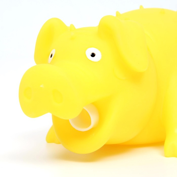 Игрушка пищащая Игрушка пищащая "Весёлая свинья" для собак, хрюкающая, 19 см, жёлтая