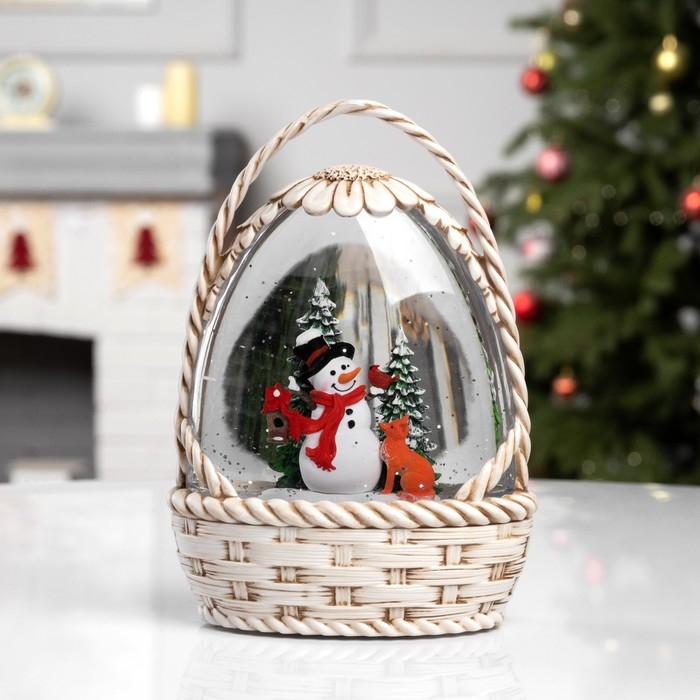 Фигура светодиодная «Снежная корзинка», 20.3х15х9 см, музыка, батарейки ААх3 (не в комплекте), USB, свечение тёплое белое Фигура светодиодная «Снежная корзинка», 20.3х15х9 см, музыка, батарейки ААх3 (не в комплекте), USB, свечение тёплое белое