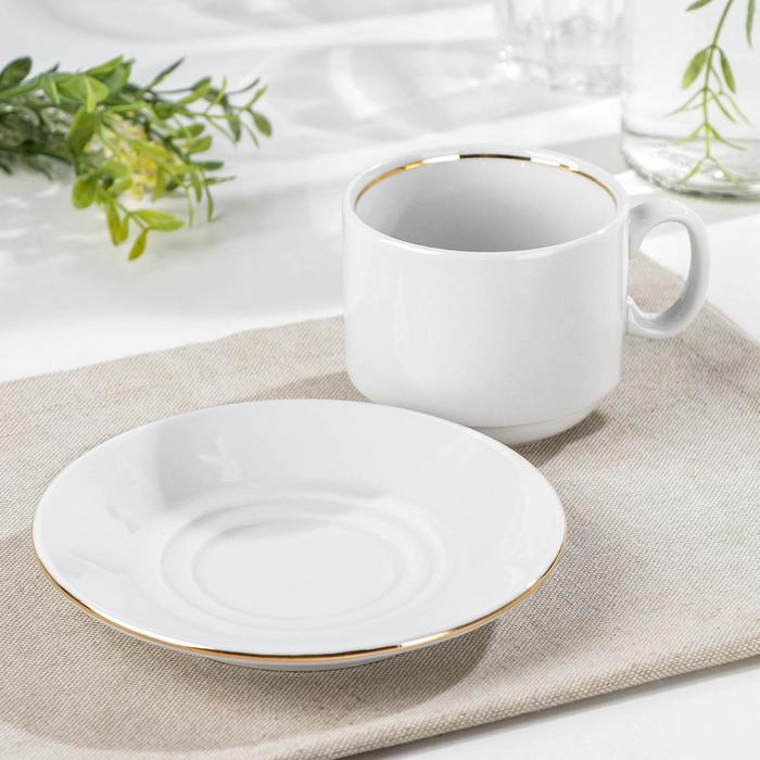 Чайная пара фарфоровая «Мокко», 220 мл, блюдце d=14 см Чайная пара фарфоровая «Мокко», 220 мл, блюдце d=14 см